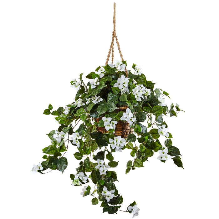 28" Bougainvillea Hanging Basket - White