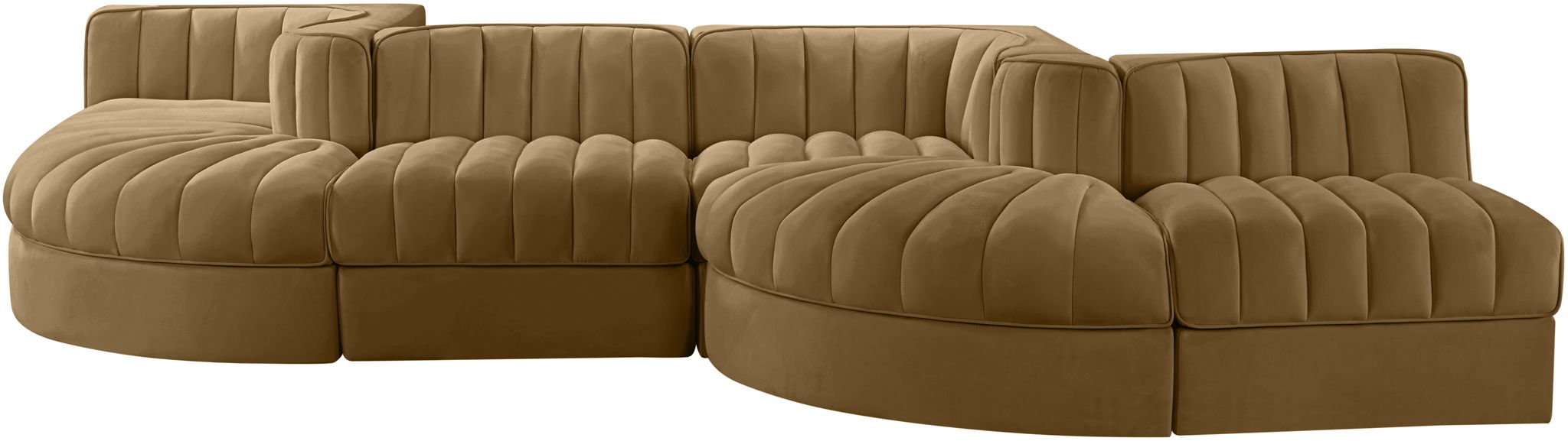 Rummi - Rounded Velvet Performance Fabric Upholstered 6 Piece Modular Sectional - Simple Home Plus