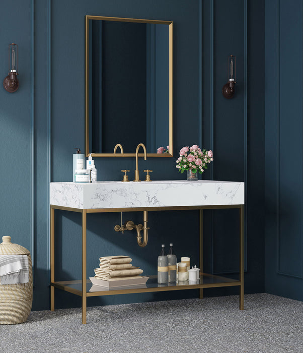 Marmo - Engineered Marble Bathroom Vanity With Gold Base - Simple Home Plus