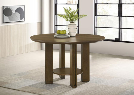 Ottowa - Round Wood Dining Table With Shelf - Brown - Simple Home Plus