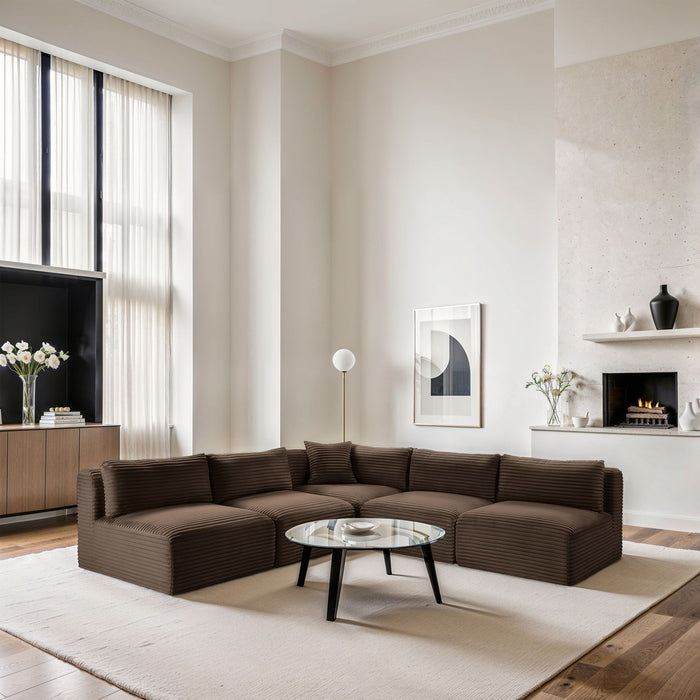 Shaggy - 5 Piece Modular Corner Armless Sectional - Simple Home Plus