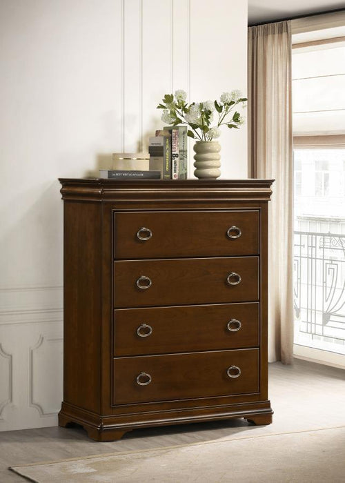 Garland - 4-Drawer Bedroom Chest Of Drawers - Brown Cherry - Simple Home Plus