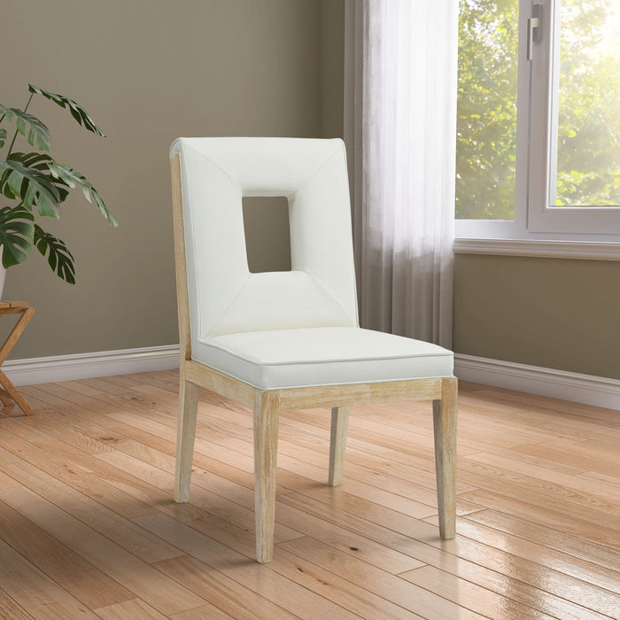 Gwendolyn - Faux Leather Dining Side Chair With Natural Frame (Set of 2) - Simple Home Plus