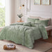 Felicia - Velvet King Comforter Set With Throw Pillow - Green - Simple Home Plus