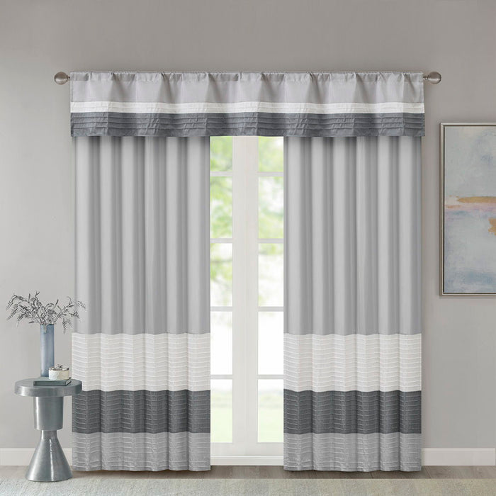 Amherst - Polyoni Pintuck Valance - Gray - Simple Home Plus
