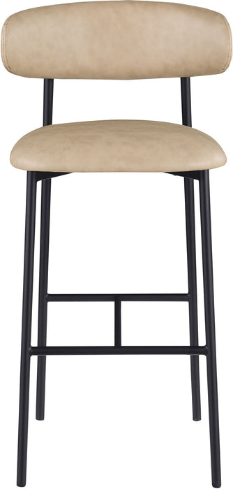 Lupita - Vegan Leather Upholstered Bar Stool With Matte Black Frame (Set of 2) - Simple Home Plus