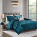 Lee - 5 Piece Crinkle Velvet Comforter Set - Blue - Simple Home Plus