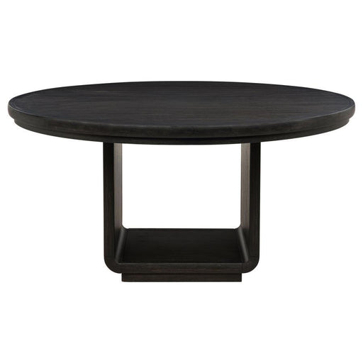Leandro - 7 Piece Round Dining Table Set - Burnished Black - Simple Home Plus