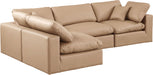 Comfy - 4 Piece Faux Leather Modular Armless Sectional - Tan - Simple Home Plus