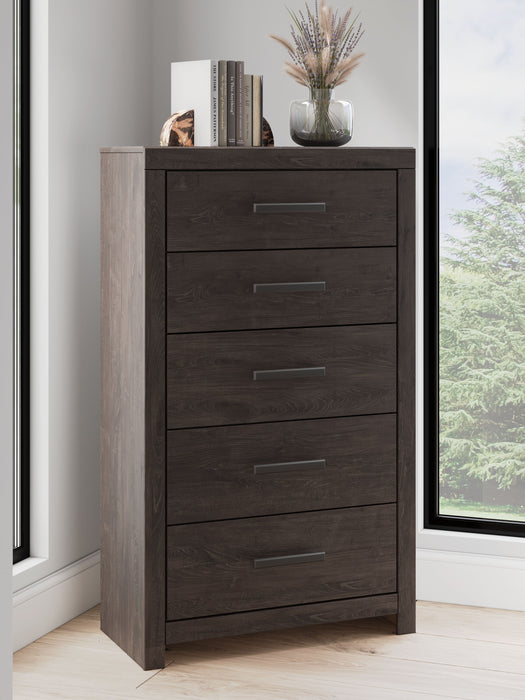 Prendonea - Charcoal - Five Drawer Chest - Simple Home Plus