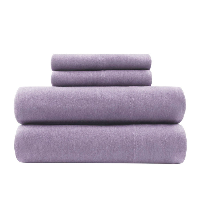 Cotton Blend Jersey Knit - Twin Long All Season Sheet Set - Purple