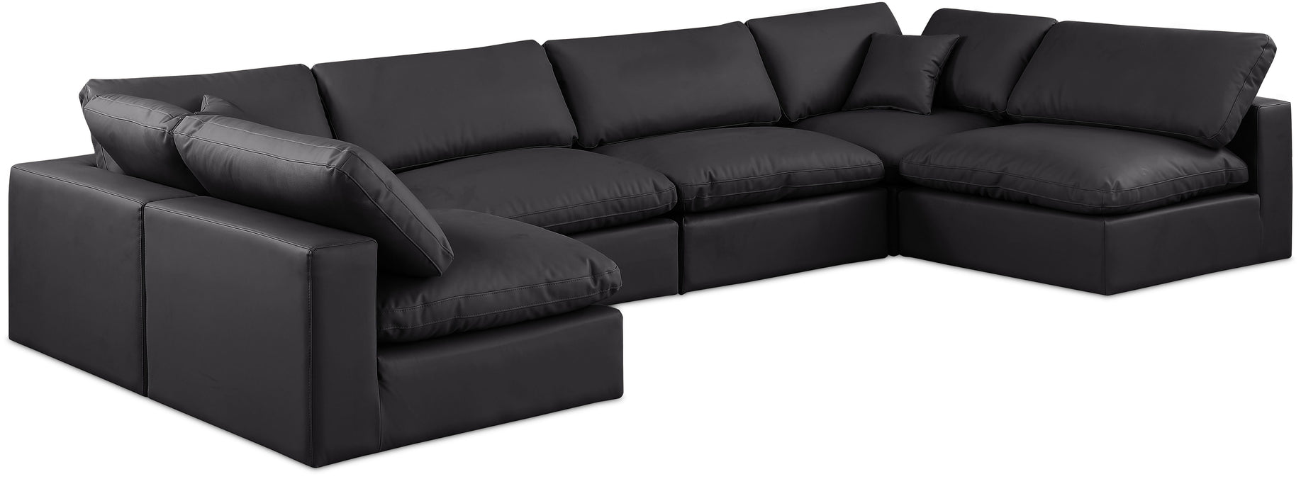 Comfy - 6 Piece Faux Leather Modular Armless Sectional - Simple Home Plus