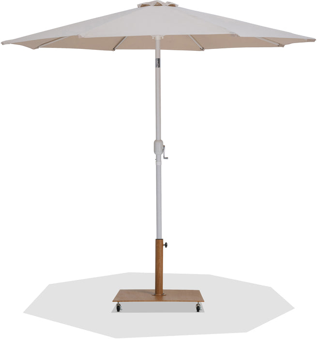 Fiji - Aluminum Patio Umbrella With Square Teak And White Base - Simple Home Plus