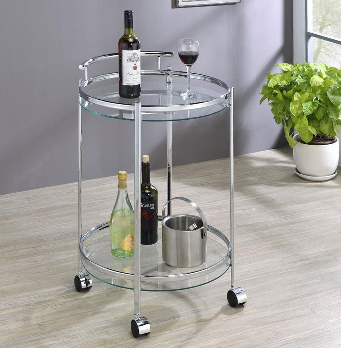 Chrissy - Round Glass Shelf Metal Bar Cart - Simple Home Plus