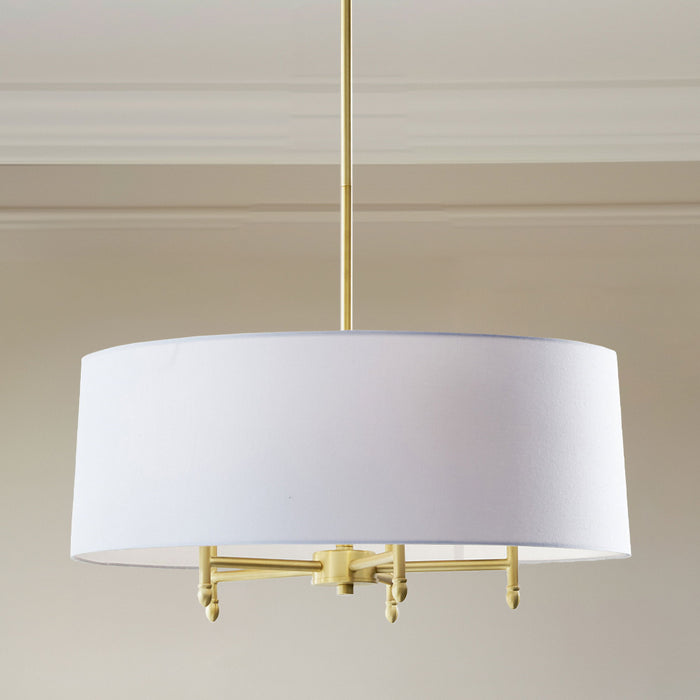 Presidio - 5-Light White Drum Shade Chandelier - Gold / White - Simple Home Plus