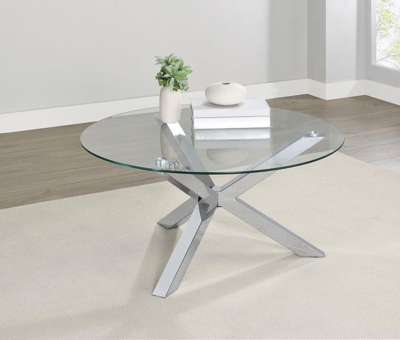 Kenzie - Round Tempered Glass Top Table - Simple Home Plus