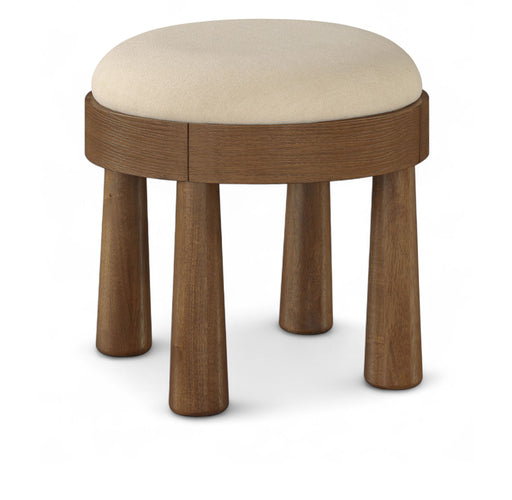 Larea - Linen Textured Fabric Upholstered Ottoman - Walnut Base - Simple Home Plus