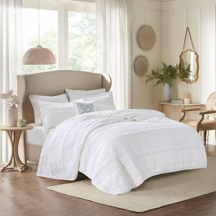 Celeste - King 4 Piece Reversible Coverlet Set - White - Simple Home Plus
