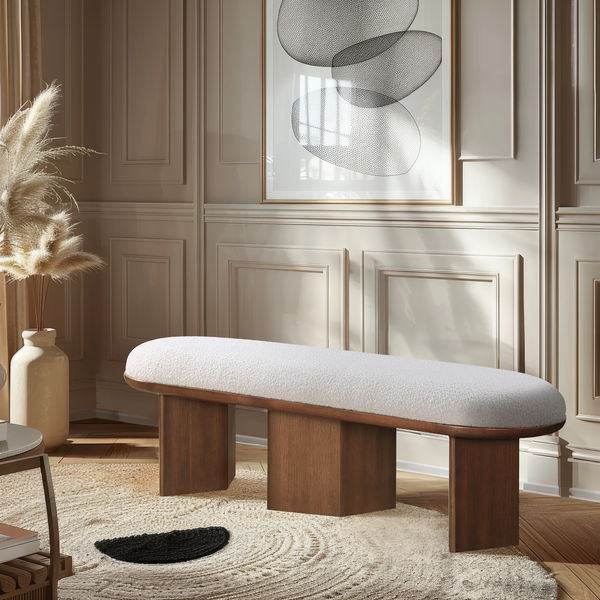 Wilshire - Bench With Brown Base - Cream