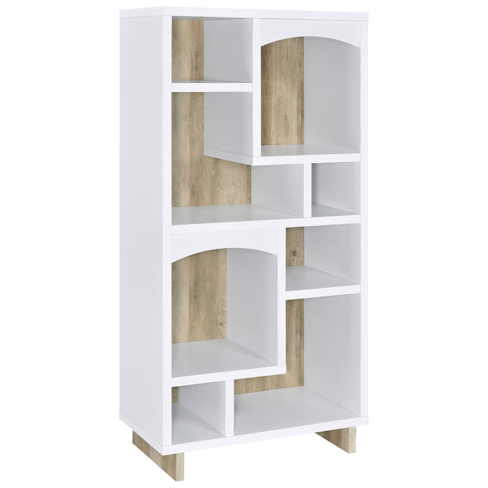 Dalton - 6-Shelf Bookcase - White And Distressed Pine - Simple Home Plus