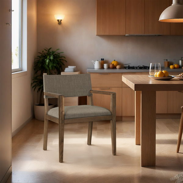 Avon - Linen Textured Performance Fabric Dining Arm Chair