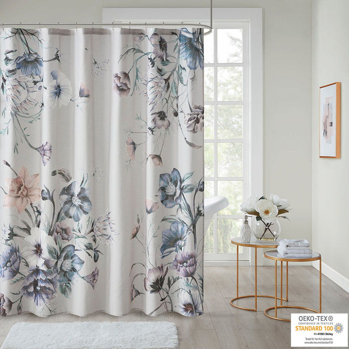 Cassandra - Printed Shower Curtain - Blue - Simple Home Plus
