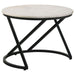 Miguel - Round Marble Top Coffee Table - White And Black - Simple Home Plus