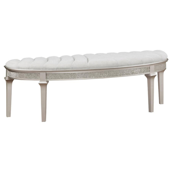 Evangeline - Curved Fabric Upholstered Bench - Silver Oak - Simple Home Plus