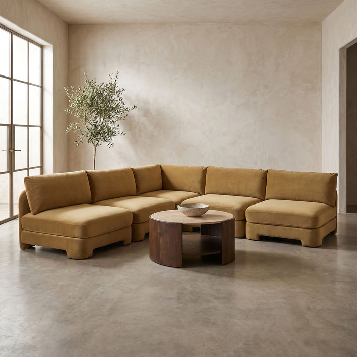 Hammond - Velvet Performance Fabric Upholstered 5 Piece Armless Sectional - Simple Home Plus