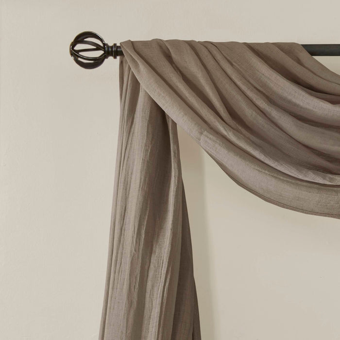 Harper - 144" Solid Crushed Scarf Sheer - Taupe - Simple Home Plus