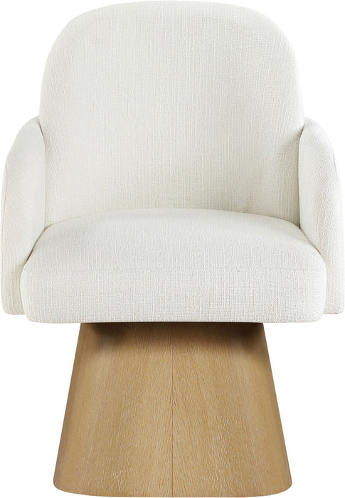 Marlowe - Linen Textured Fabric Upholstered Swivel Dining Arm Chair - Stained Natural - Simple Home Plus