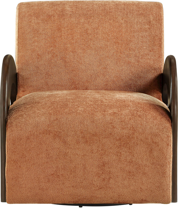 Neria - Chenille Fabric Upholstered Swivel Accent Chair - Painted Brown Base - Simple Home Plus