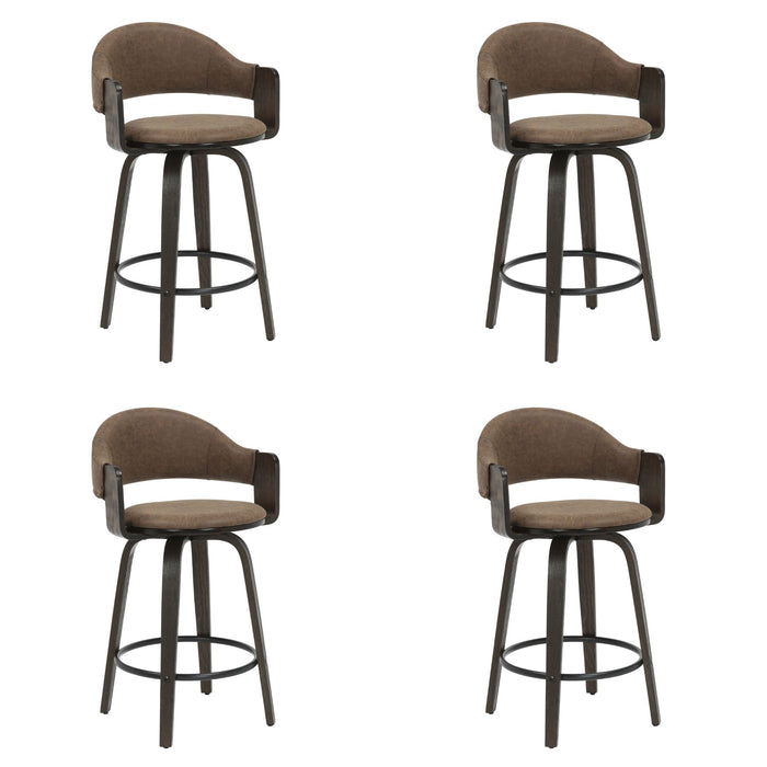 Daxton - Swivel Counter Height Round Back Wood Bar Stool With Faux Leather Seat