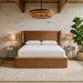 Kendall - Velvet Upholstered Bed - Saddle - Simple Home Plus