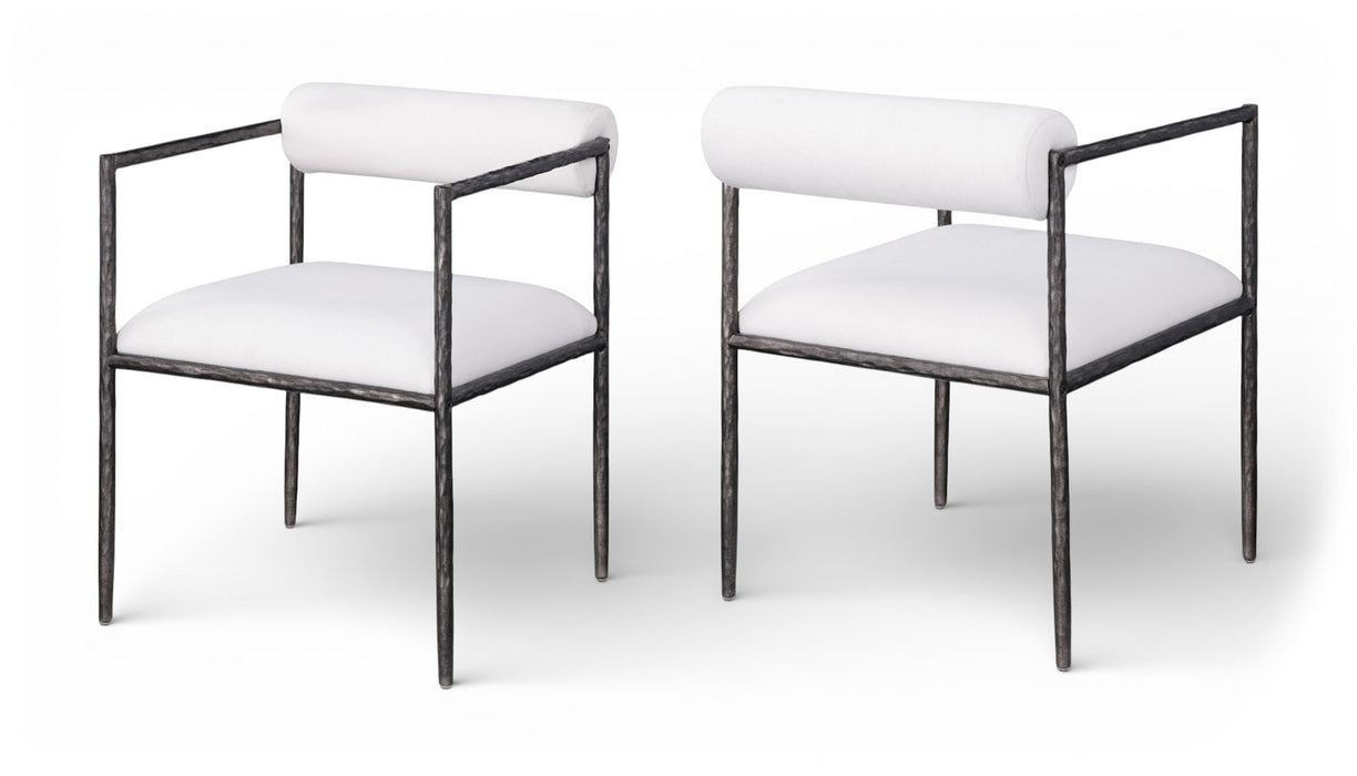 Axis - Linen Textured Cream Fabric Upholstered Dining Chair (Set of 2) - Simple Home Plus