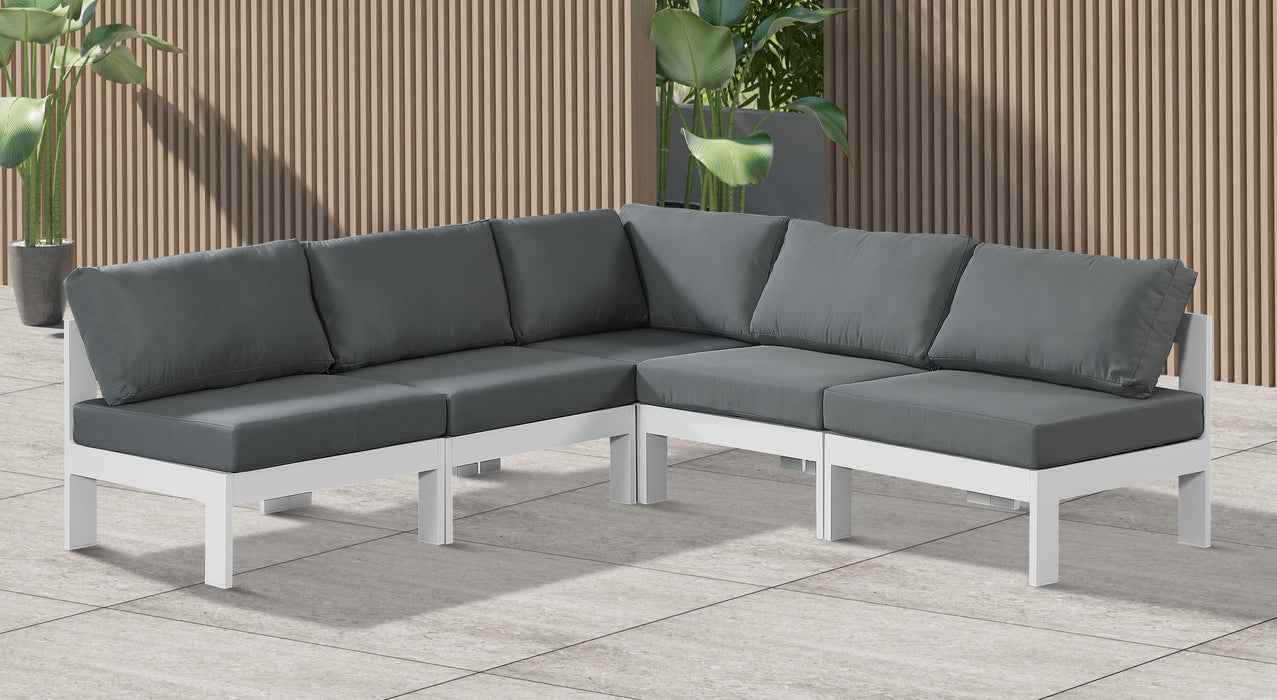 Nizuc - Outdoor Patio 5 Piece Modular Sectional With White Frame - Simple Home Plus