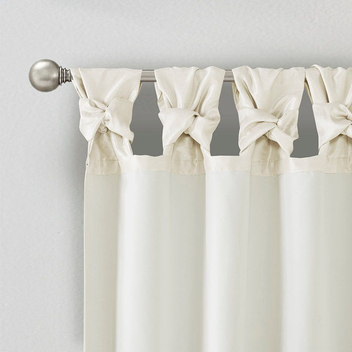 Emilia - Twist Tab Lined Window Curtain Panel Pair - White - Simple Home Plus