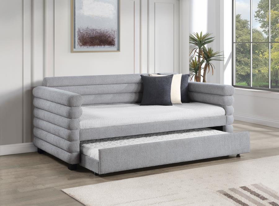 Patricia - Boucle Upholstered Day Bed With Trundle - Simple Home Plus