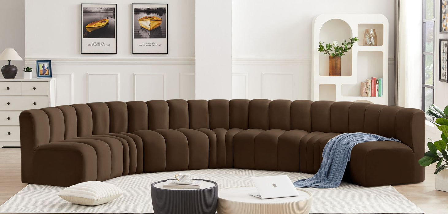 Arc - Velvet 7 Piece U-Shaped Modular Sofa - Simple Home Plus