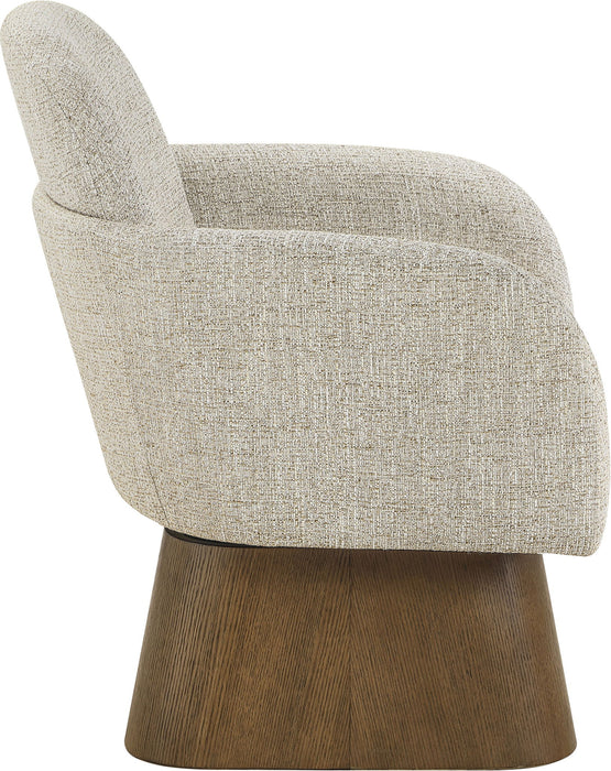 Marlowe - Linen Textured Fabric Upholstered Swivel Accent Chair - Stained Brown - Simple Home Plus