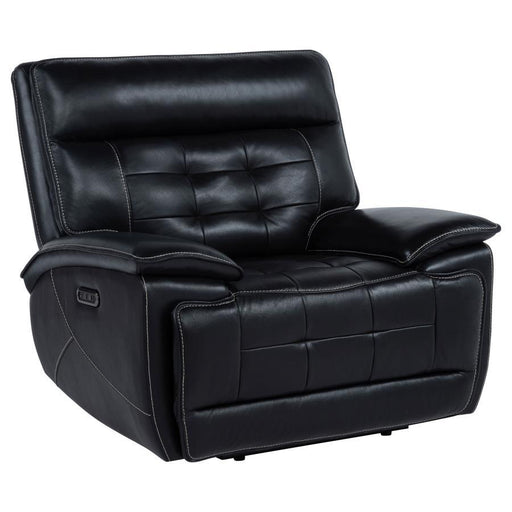 Hewitt - Leather Upholstered Dual Power Recliner Chair - Black - Simple Home Plus