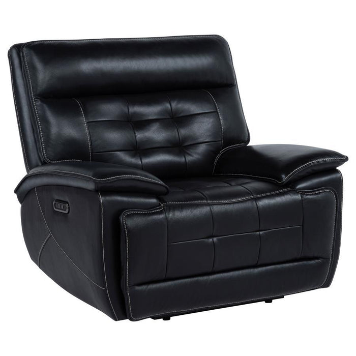 Hewitt - Leather Upholstered Dual Power Recliner Chair - Black - Simple Home Plus