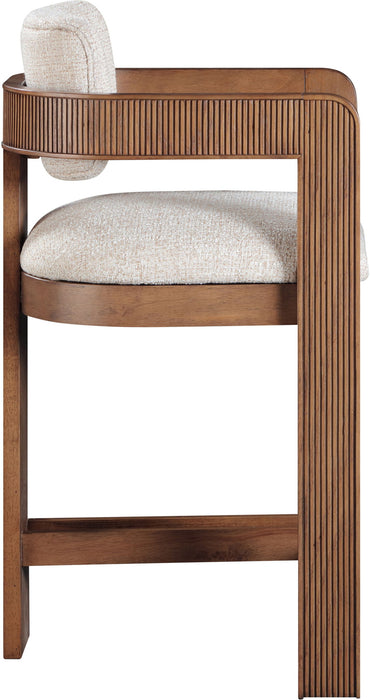 Sacha - Linen Stool With Brown Base - Simple Home Plus