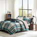 Robbie - 7 Piece Twin Long Plaid Comforter Set With Bed Sheets - Teal/Black - Simple Home Plus