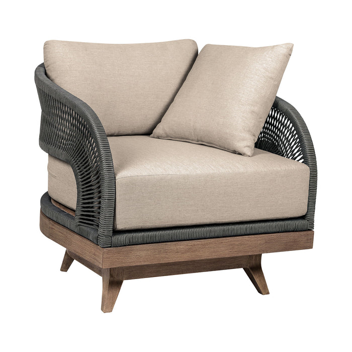Orbit - Swivel Outdoor Patio Chair - Weathered Eucalyptus / Taupe - Simple Home Plus