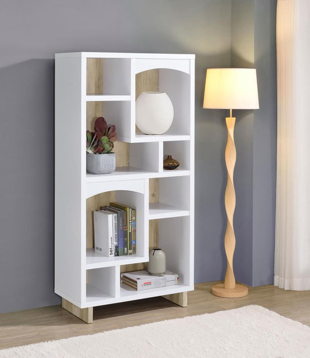Dalton - 6-Shelf Bookcase - White And Distressed Pine - Simple Home Plus