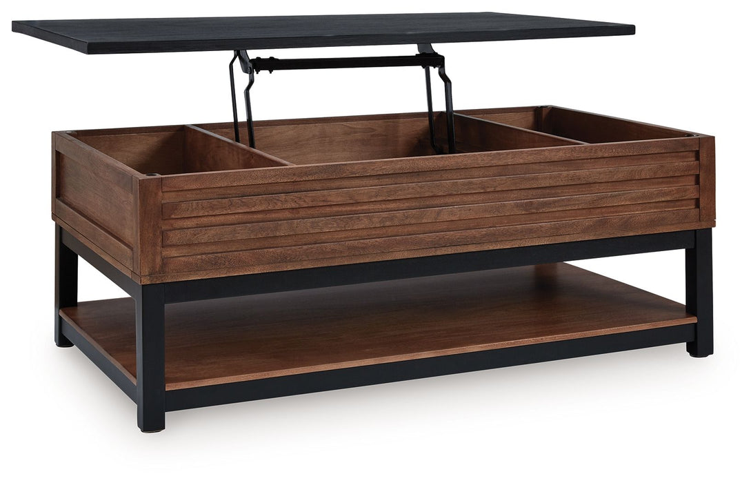 Kallari - Warm Brown / Black - Lift Top Cocktail Table - Simple Home Plus