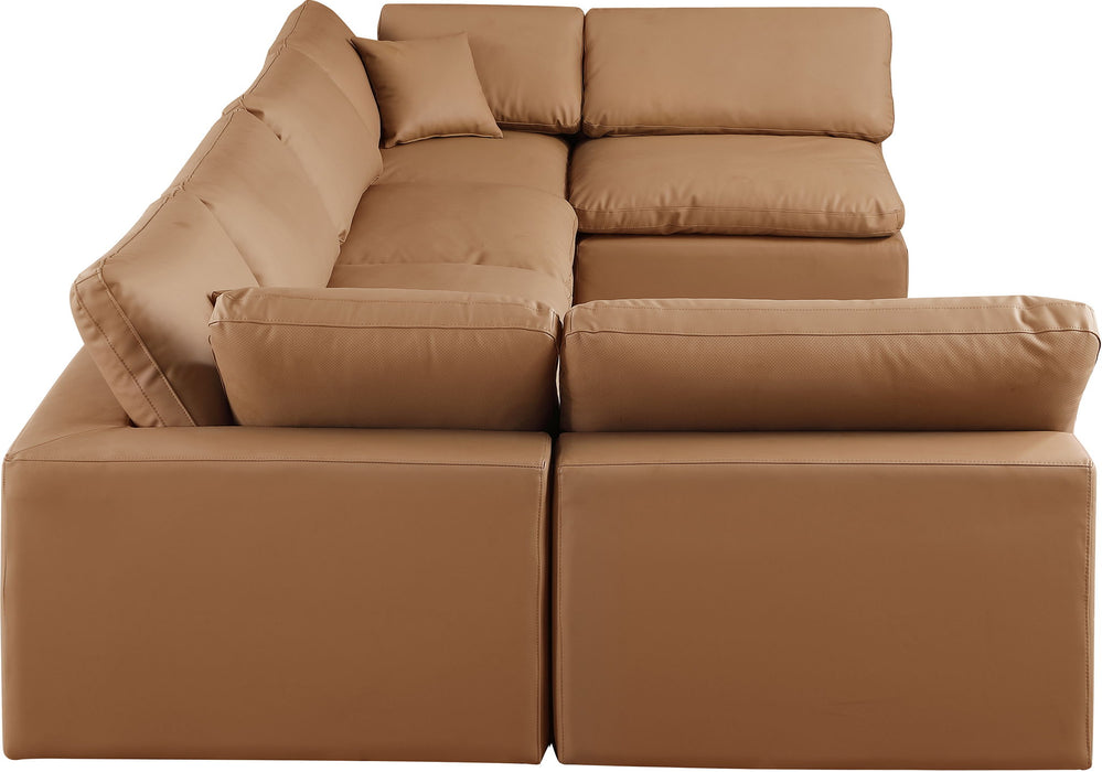 Comfy - 6 Piece Faux Leather Modular Armless Sectional - Simple Home Plus