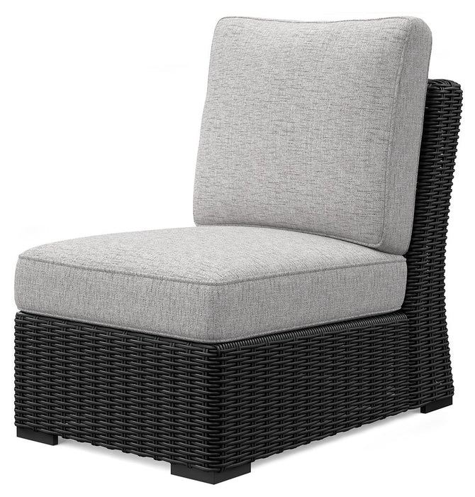 Beachcroft - Armless Chair With Cushion - Black / Light Gray - Simple Home Plus