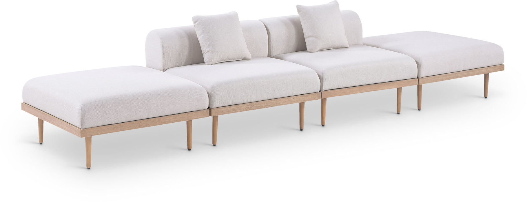 Laguna - 4 Piece 142" Outdoor Patio Armless Modular Sofa With 2 Backless Seats - Simple Home Plus